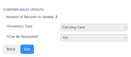 Confirm Mass Update page.