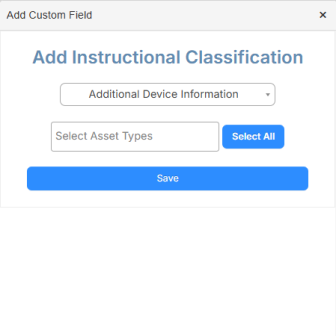 Apply asset type to custom field. 