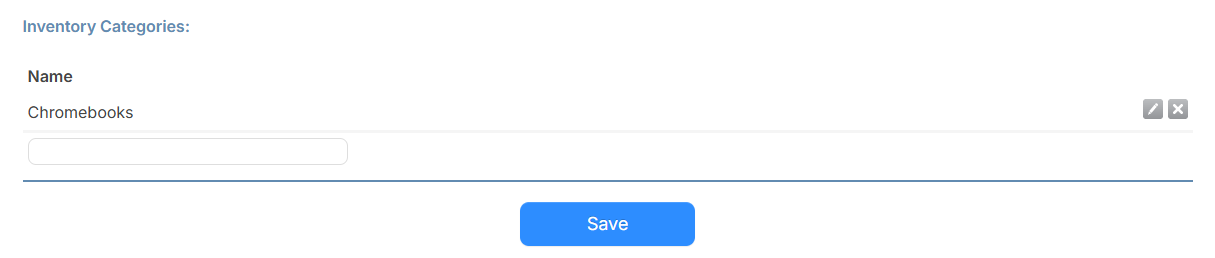 Inventory Categories page.
