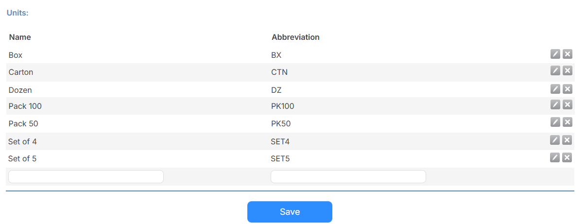 Inventory Units page.