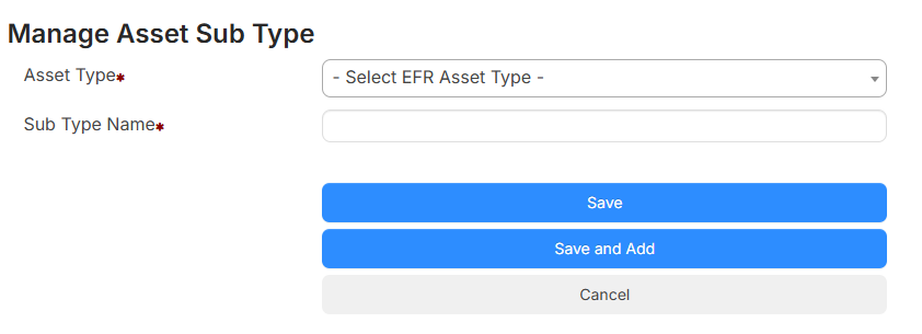 Add an asset sub type page.
